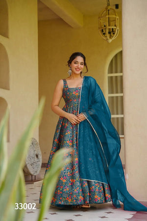 Amrah Wholesale Lucaya Vol 33 Silk Digital Printed Flared Gown Set - Amrah Wholesale