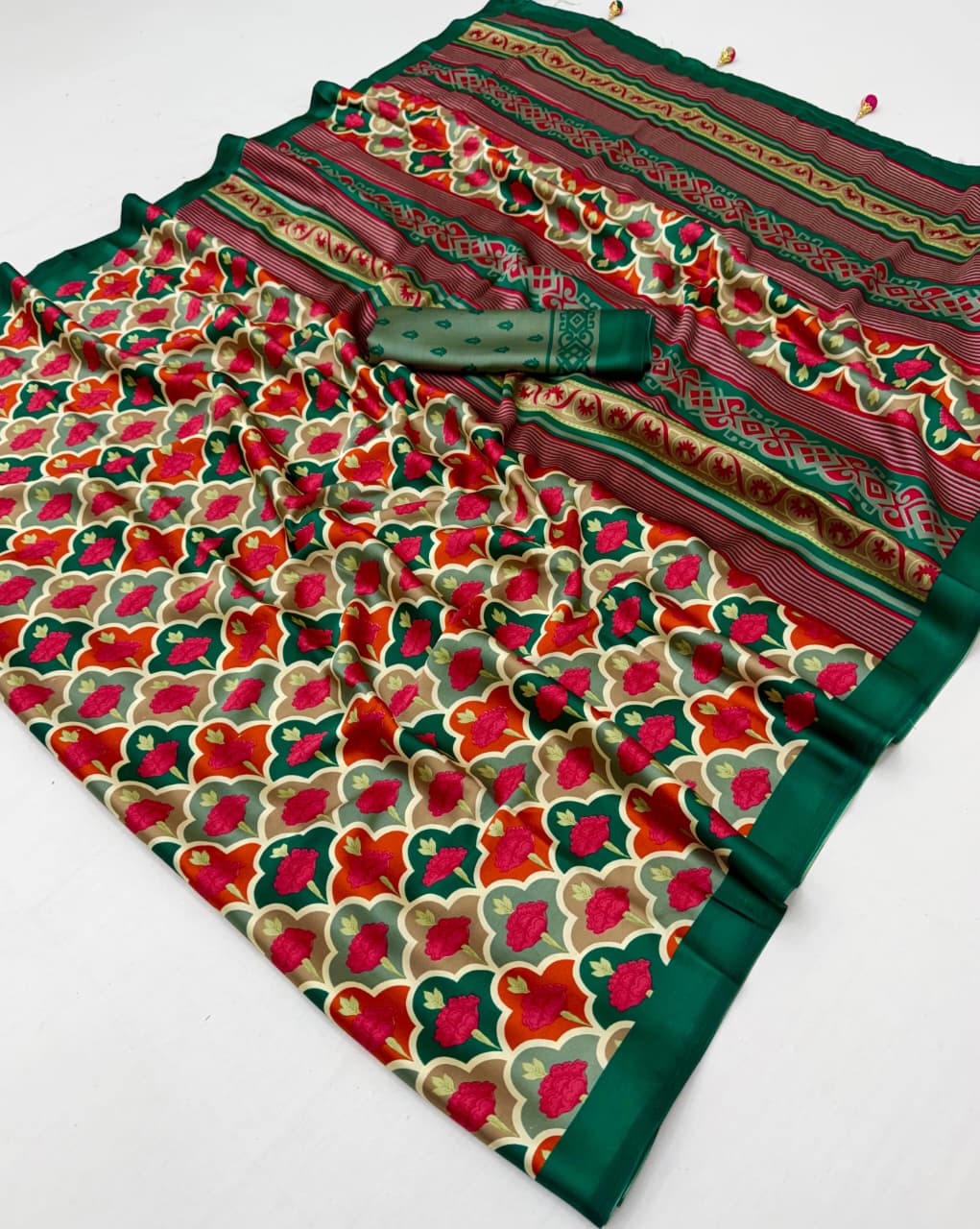Amrah Wholesale Lux Vol 38 Semi Modal Ajrakh Printed Saree