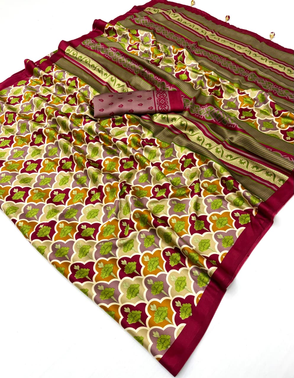 Amrah Wholesale Lux Vol 38 Semi Modal Ajrakh Printed Saree