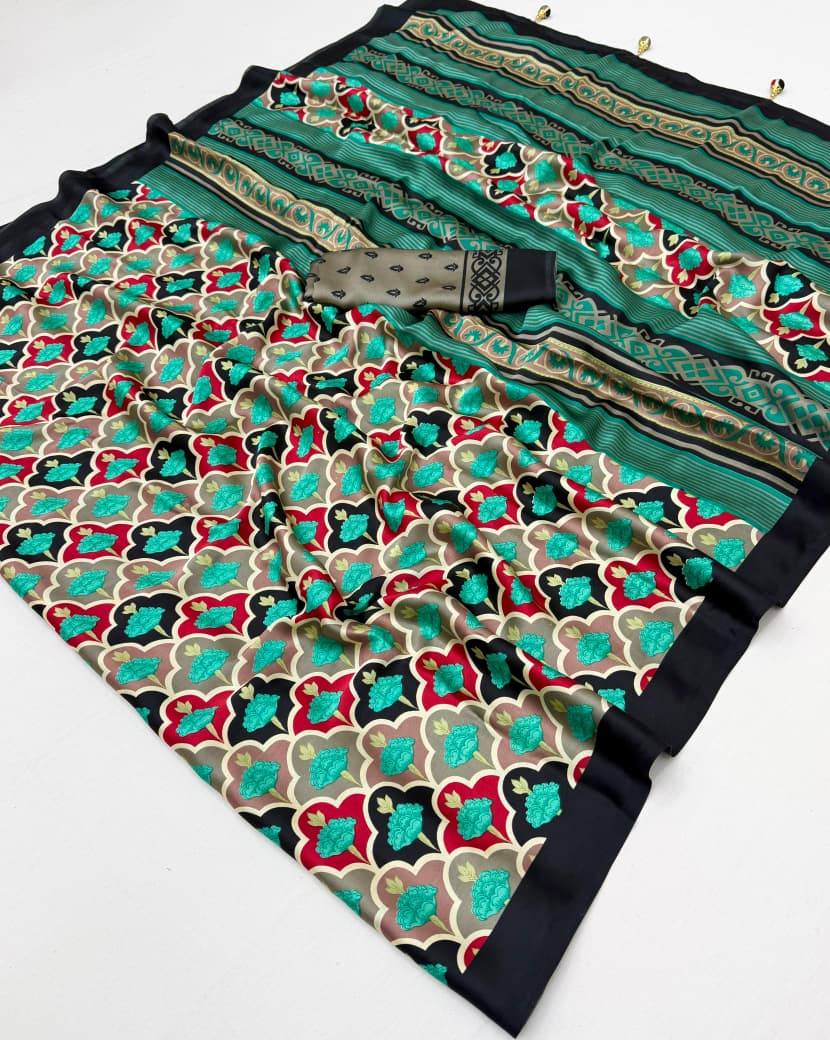 Amrah Wholesale Lux Vol 38 Semi Modal Ajrakh Printed Saree