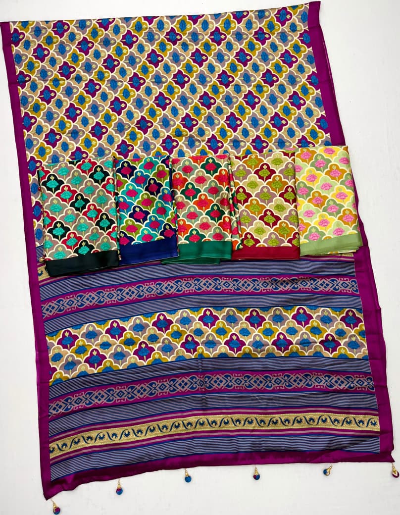 Amrah Wholesale Lux Vol 38 Semi Modal Ajrakh Printed Saree