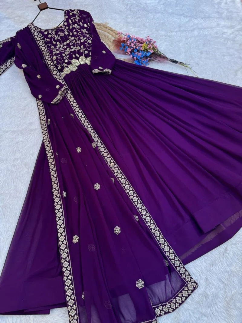 Amrah Wholesale Lw 9336 Faux Blooming Embroidered Gown with Dupatta - Amrah Wholesale