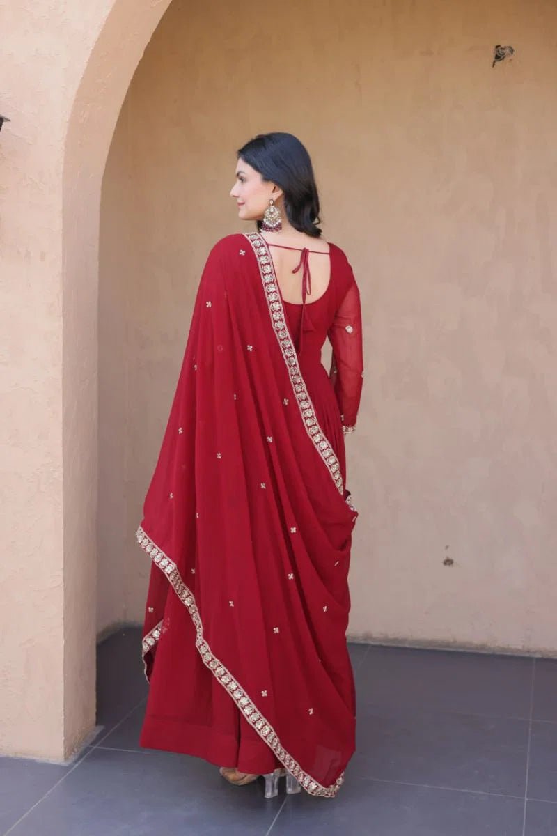 Amrah Wholesale Lw 9336 Faux Blooming Embroidered Gown with Dupatta - Amrah Wholesale