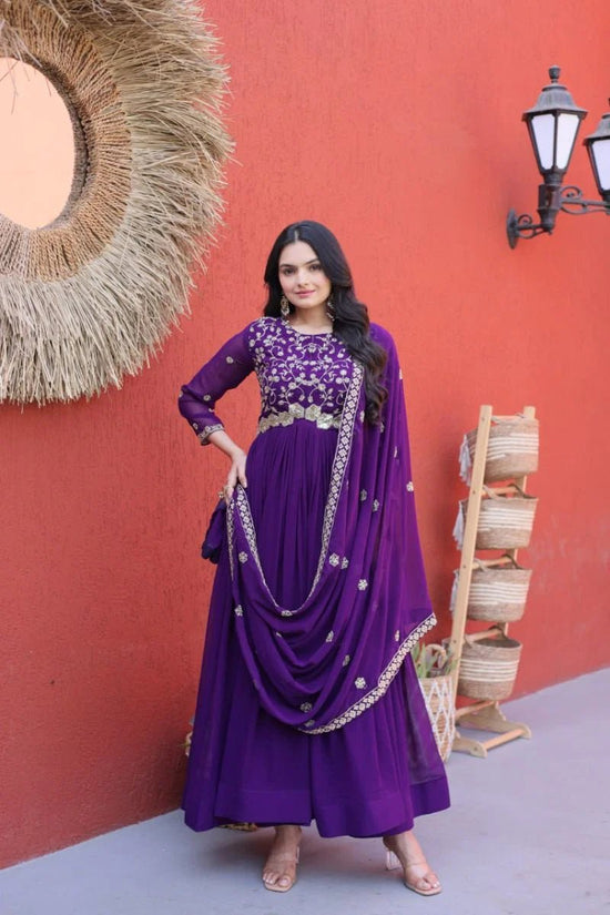Amrah Wholesale Lw 9336 Faux Blooming Embroidered Gown with Dupatta - Amrah Wholesale