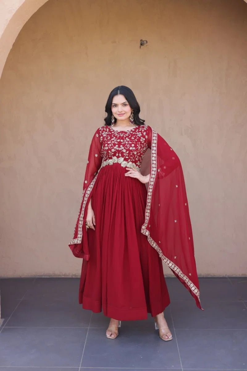 Amrah Wholesale Lw 9336 Faux Blooming Embroidered Gown with Dupatta - Amrah Wholesale