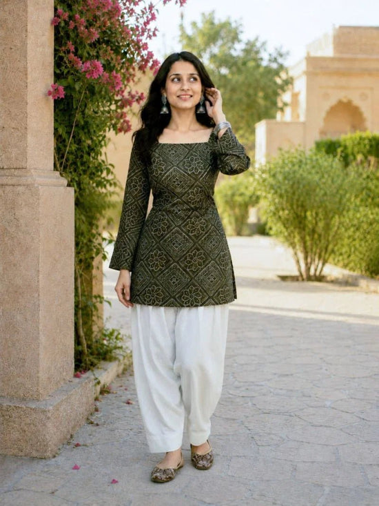Amrah Wholesale Lw 9340 Cotton Bandhej Printed Top with Bottom Set - Amrah Wholesale