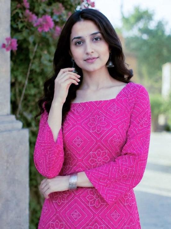 Amrah Wholesale Lw 9340 Cotton Bandhej Printed Top with Bottom Set - Amrah Wholesale