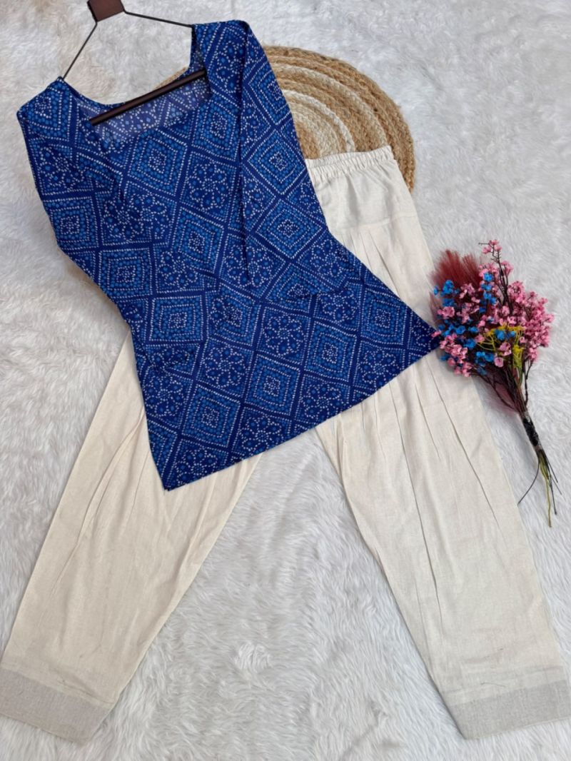 Amrah Wholesale Lw 9340 Cotton Bandhej Printed Top with Bottom Set - Amrah Wholesale