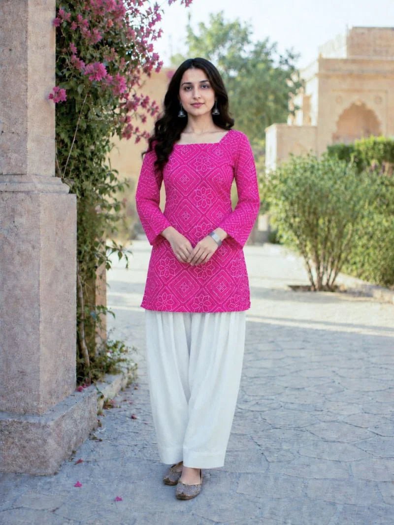 Amrah Wholesale Lw 9340 Cotton Bandhej Printed Top with Bottom Set - Amrah Wholesale