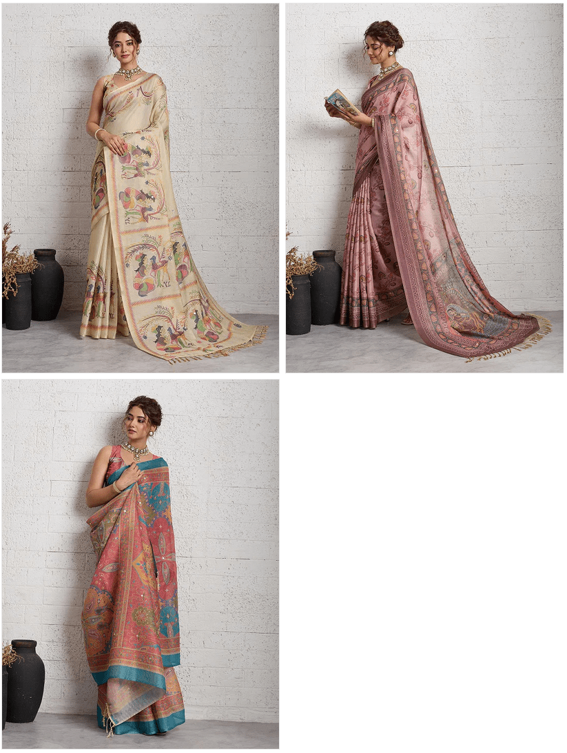 Amrah Wholesale Maahi 226 Linen Embroidery With Zari Weaving Saree - Amrah Wholesale