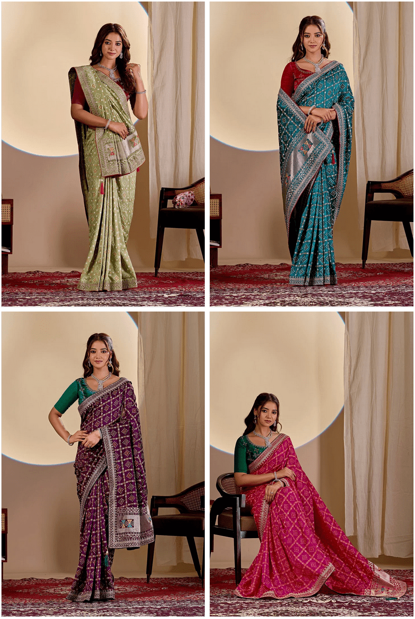 Amrah Wholesale Maahi 228 Vichitra Silk Embroidered Sequence Work Saree - Amrah Wholesale