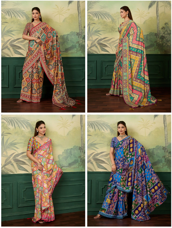 Amrah Wholesale Maahi 230 Crape Silk Party Wear Digital Printed Saree - Amrah Wholesale