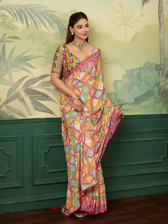 Amrah Wholesale Maahi 230 Crape Silk Party Wear Digital Printed Saree - Amrah Wholesale