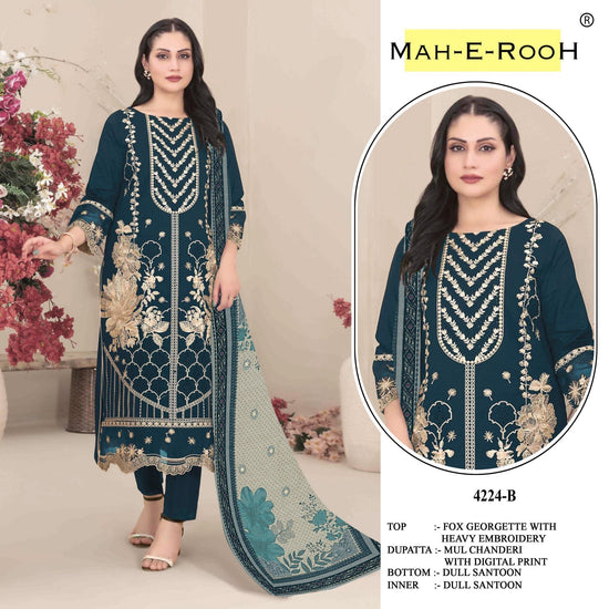 Amrah Wholesale Mah E Rooh 4224 Faux Georgette Pakistani Suit - Amrah Wholesale