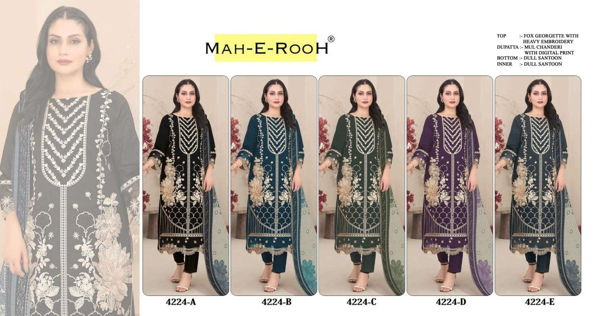 Amrah Wholesale Mah E Rooh 4224 Faux Georgette Pakistani Suit - Amrah Wholesale