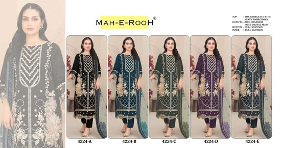 Amrah Wholesale Mah E Rooh 4224 Faux Georgette Pakistani Suit - Amrah Wholesale