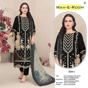 Amrah Wholesale Mah E Rooh 4224 Faux Georgette Pakistani Suit - Amrah Wholesale