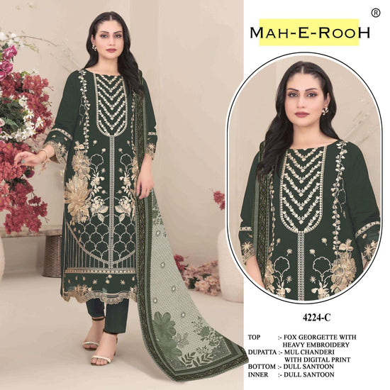 Amrah Wholesale Mah E Rooh 4224 Faux Georgette Pakistani Suit - Amrah Wholesale