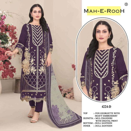 Amrah Wholesale Mah E Rooh 4224 Faux Georgette Pakistani Suit - Amrah Wholesale