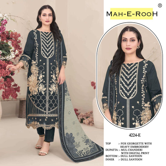 Amrah Wholesale Mah E Rooh 4224 Faux Georgette Pakistani Suit - Amrah Wholesale