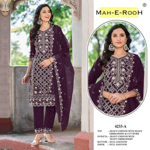 Amrah Wholesale Mah E Rooh 4233 A To D Chiffon Pakistani Suit - Amrah Wholesale