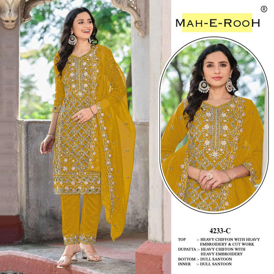 Amrah Wholesale Mah E Rooh 4233 A To D Chiffon Pakistani Suit - Amrah Wholesale