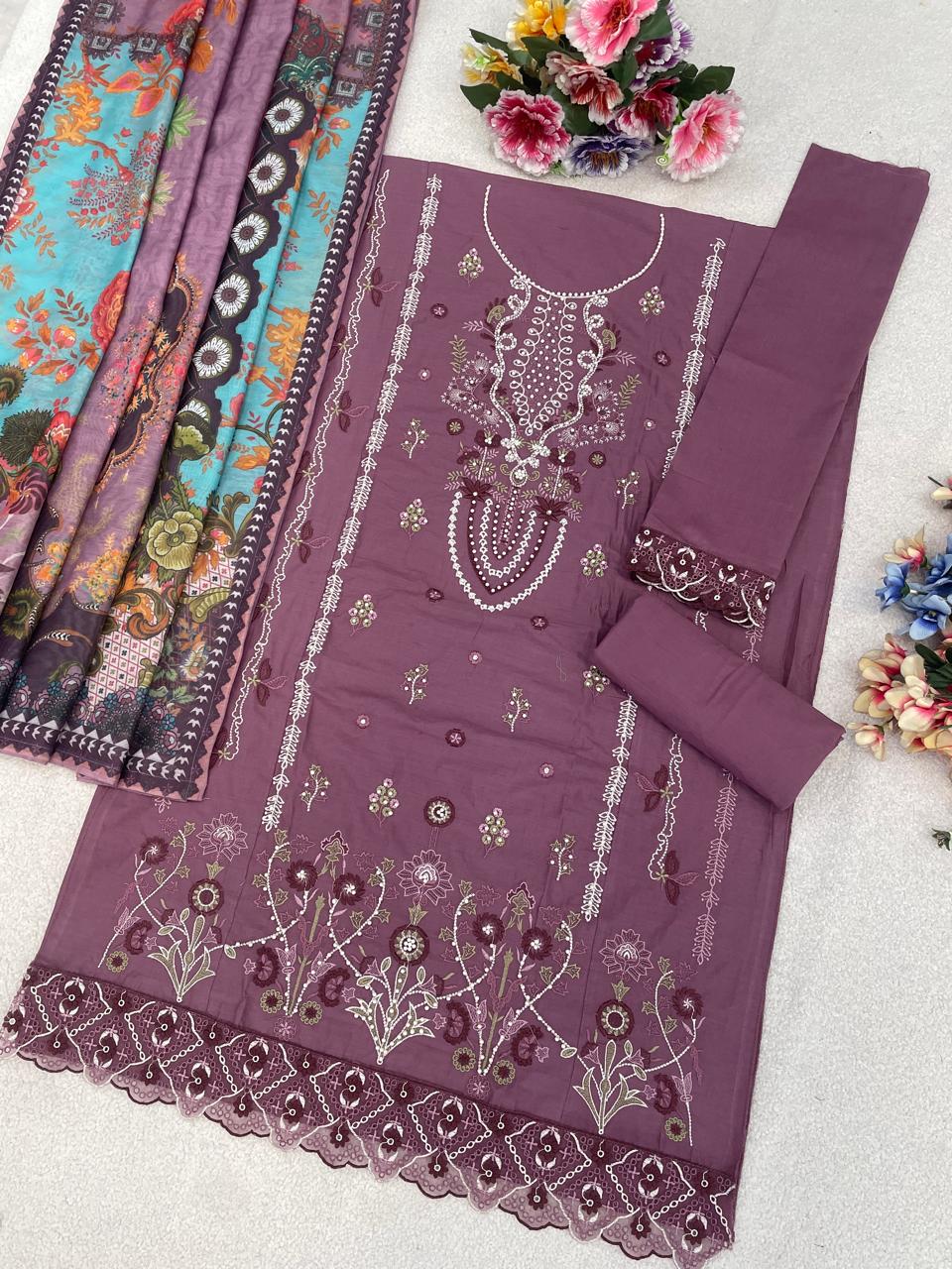 Amrah Wholesale Mah E Rooh 4234 A To D Cambric Cotton Dress Material