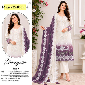Amrah Wholesale Mah E Rooh 4251 A To D Georgette Dress Material