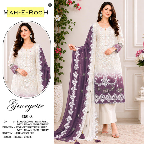 Amrah Wholesale Mah E Rooh 4251 A To D Georgette Dress Material