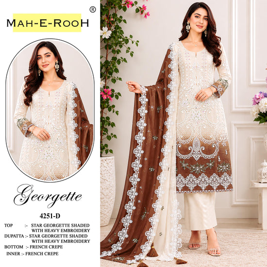 Amrah Wholesale Mah E Rooh 4251 A To D Georgette Dress Material