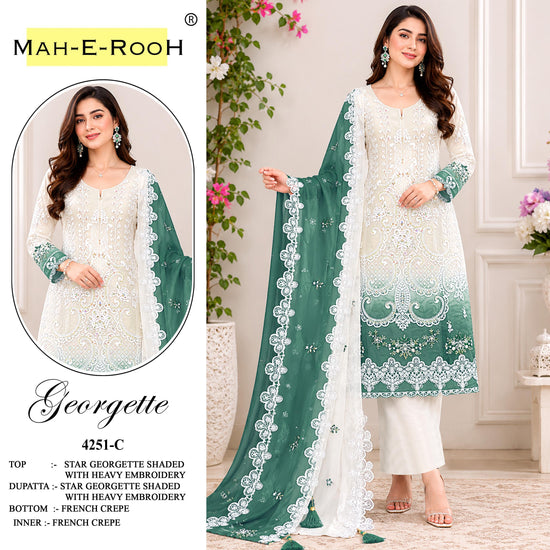 Amrah Wholesale Mah E Rooh 4251 A To D Georgette Dress Material
