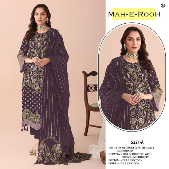 Amrah Wholesale Mah E Rooh 5221 A To E Faux Georgette Dress Material