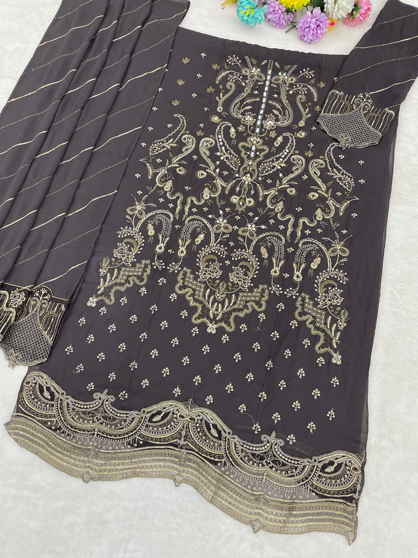 Amrah Wholesale Mah E Rooh 5221 A To E Faux Georgette Dress Material