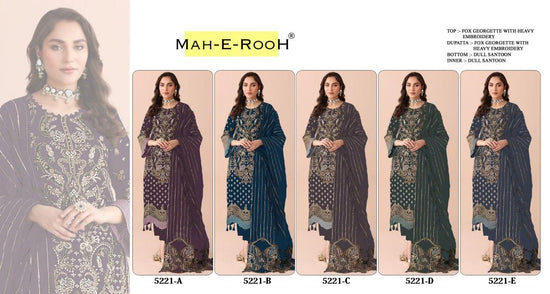 Amrah Wholesale Mah E Rooh 5221 A To E Faux Georgette Dress Material