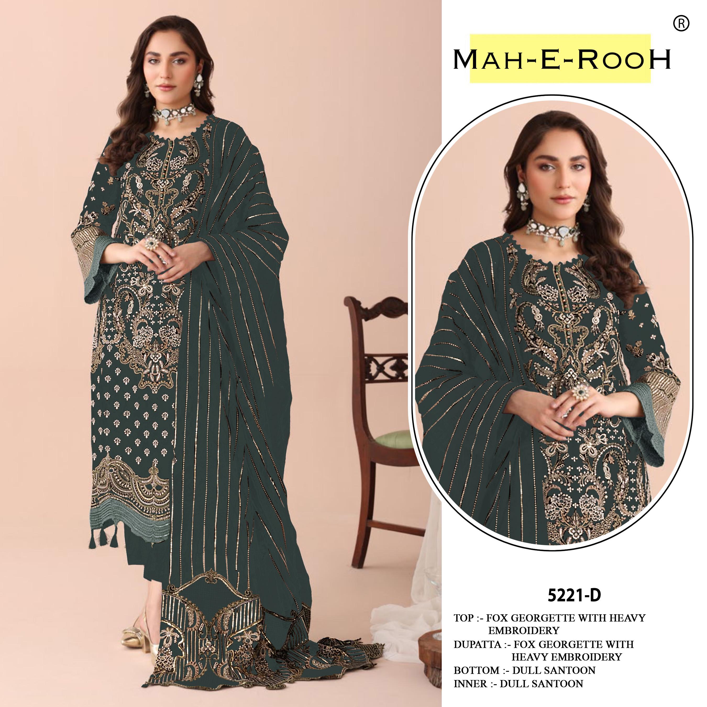 Amrah Wholesale Mah E Rooh 5221 A To E Faux Georgette Dress Material