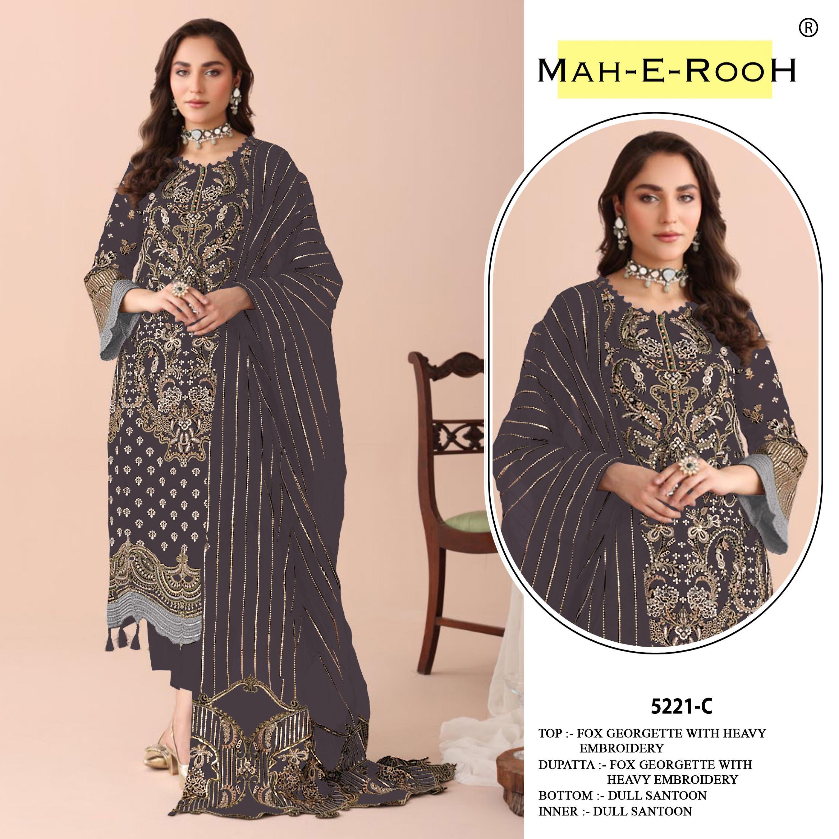 Amrah Wholesale Mah E Rooh 5221 A To E Faux Georgette Dress Material