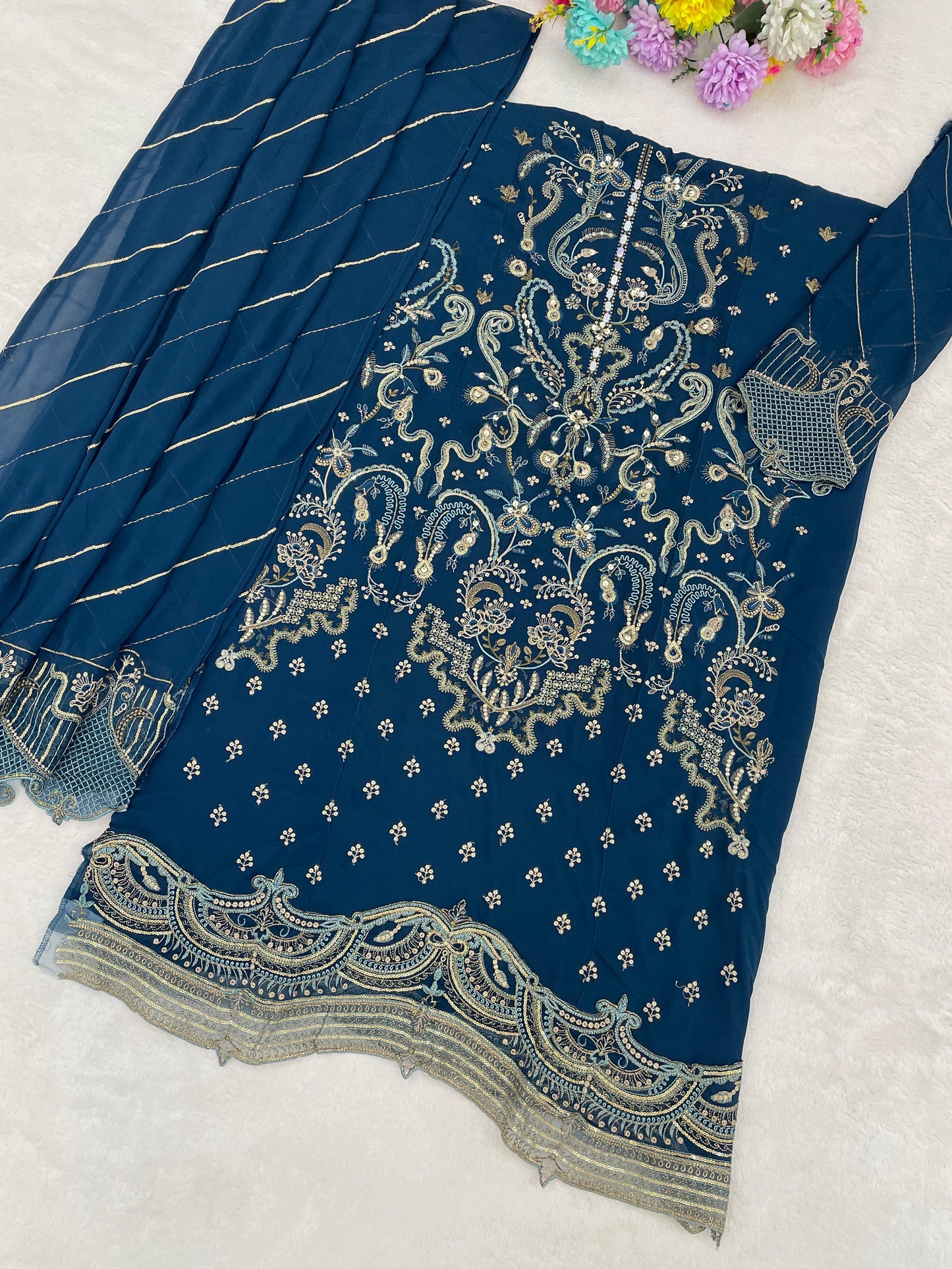 Amrah Wholesale Mah E Rooh 5221 A To E Faux Georgette Dress Material