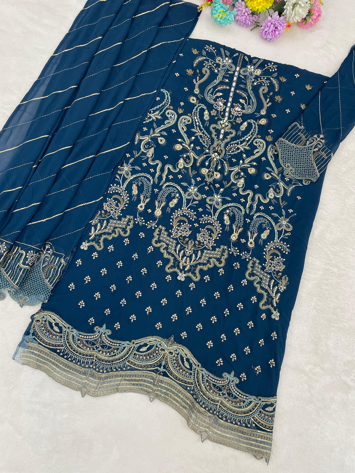Amrah Wholesale Mah E Rooh 5221 A To E Faux Georgette Dress Material