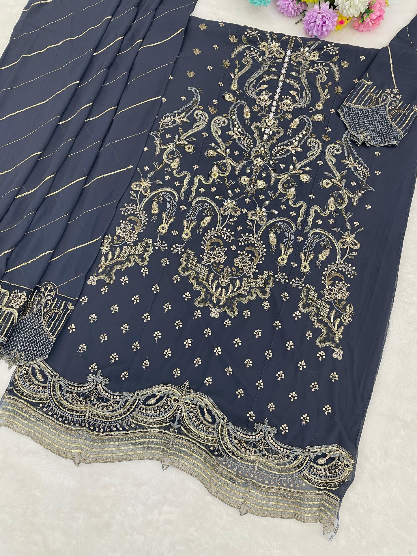 Amrah Wholesale Mah E Rooh 5221 A To E Faux Georgette Dress Material
