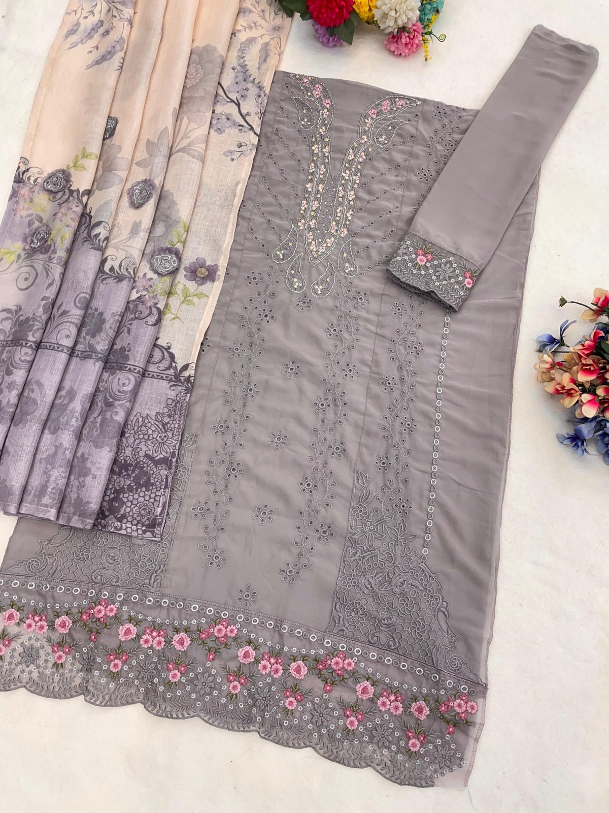 Amrah Wholesale Mah E Rooh 5225 Faux Georgette Dress Material - Amrah Wholesale