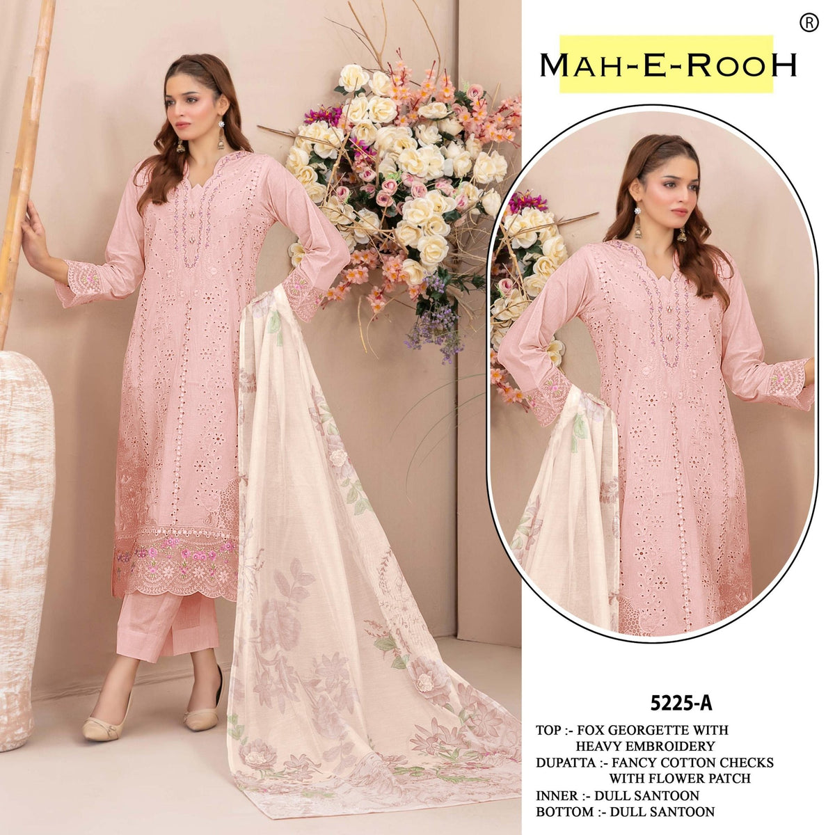 Amrah Wholesale Mah E Rooh 5225 Faux Georgette Dress Material - Amrah Wholesale