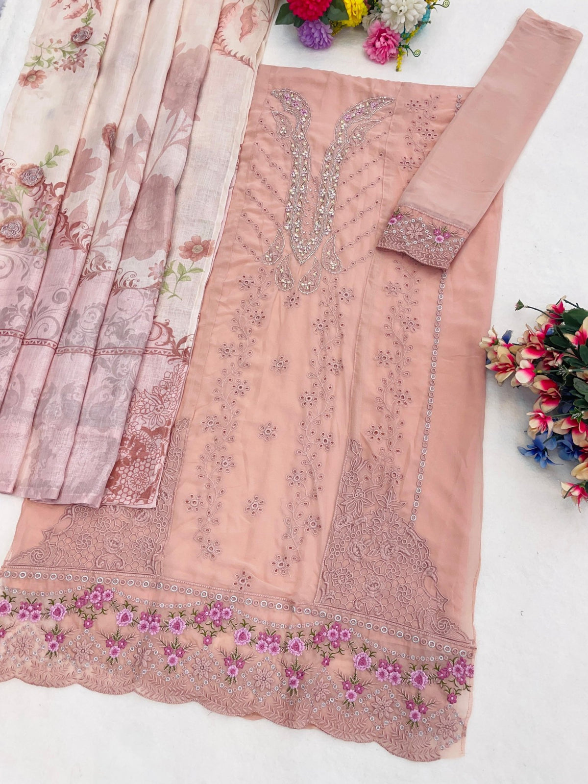 Amrah Wholesale Mah E Rooh 5225 Faux Georgette Dress Material - Amrah Wholesale
