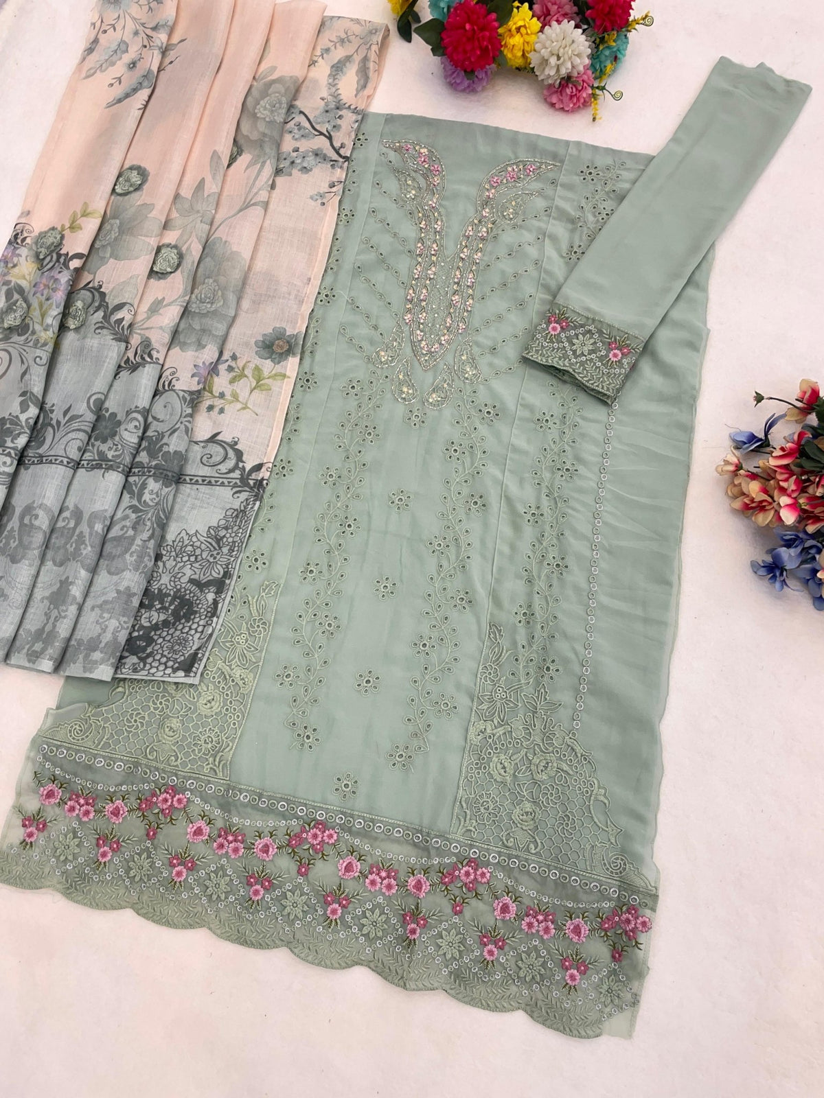 Amrah Wholesale Mah E Rooh 5225 Faux Georgette Dress Material - Amrah Wholesale