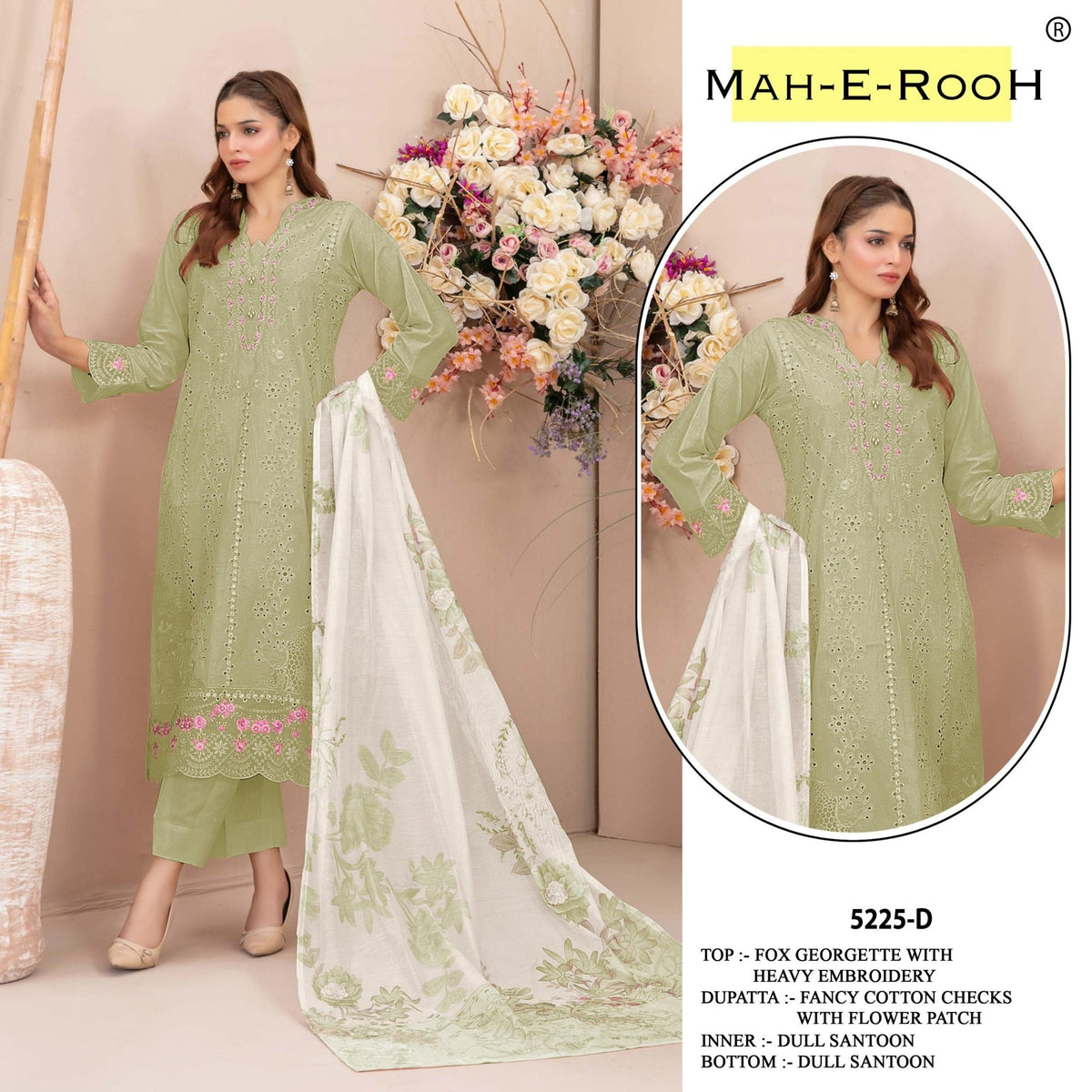 Amrah Wholesale Mah E Rooh 5225 Faux Georgette Dress Material - Amrah Wholesale
