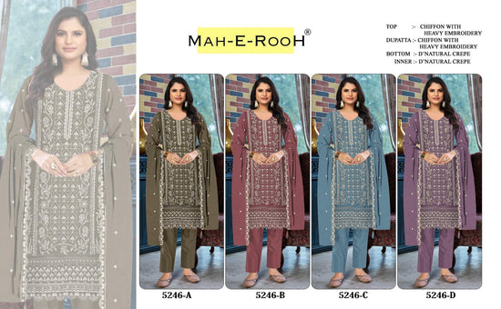 Amrah Wholesale Mah E Rooh 5246 Chiffon Dress Material - Amrah Wholesale