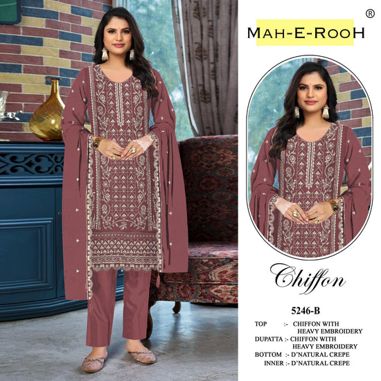 Amrah Wholesale Mah E Rooh 5246 Chiffon Dress Material - Amrah Wholesale