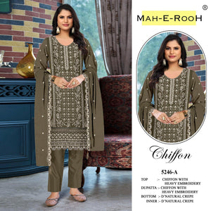 Amrah Wholesale Mah E Rooh 5246 Chiffon Dress Material - Amrah Wholesale
