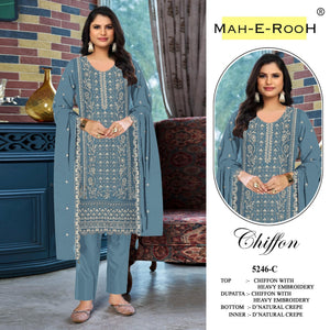 Amrah Wholesale Mah E Rooh 5246 Chiffon Dress Material - Amrah Wholesale