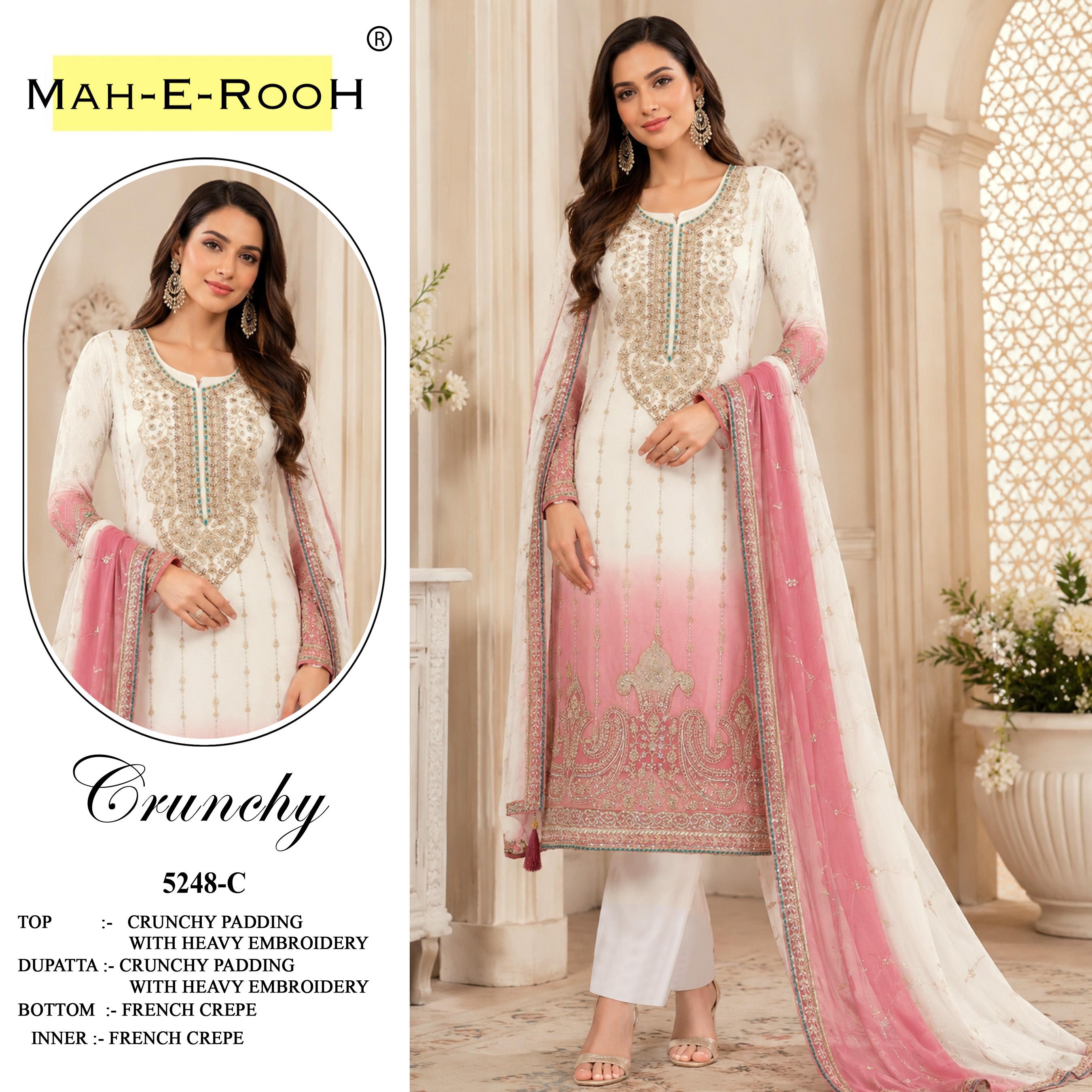 Amrah Wholesale Mah E Rooh 5248 A To D Crunchy Dress Material