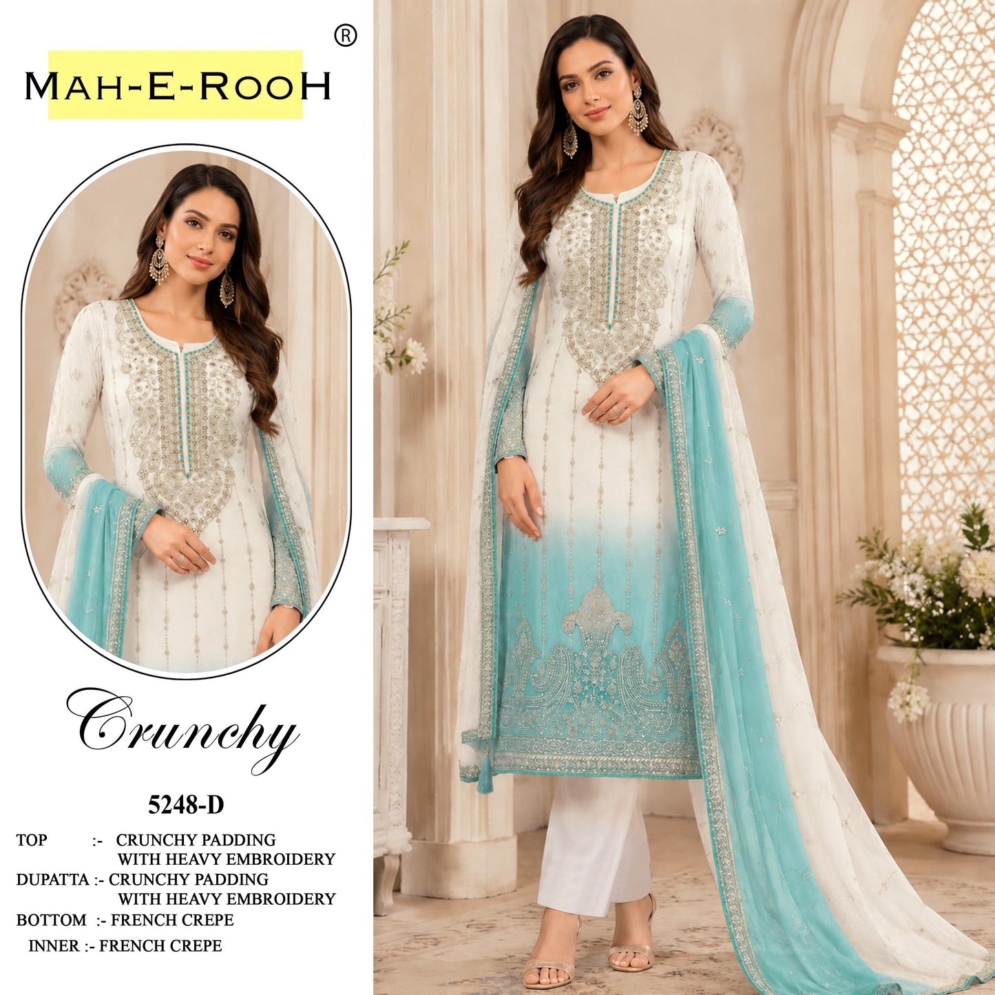 Amrah Wholesale Mah E Rooh 5248 A To D Crunchy Dress Material